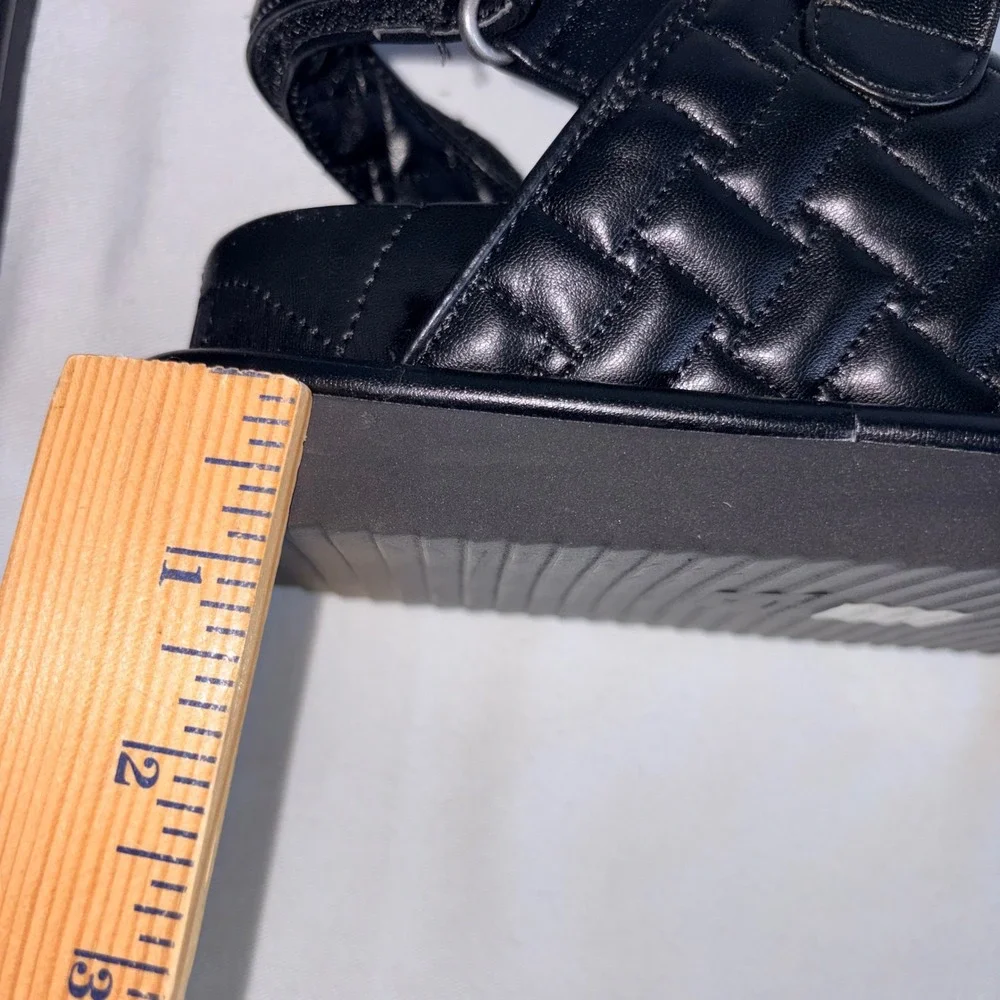 Kurt Geiger Meena Quilted Eagle Platform Sandals EU 37 Black Chunky Strappy 7